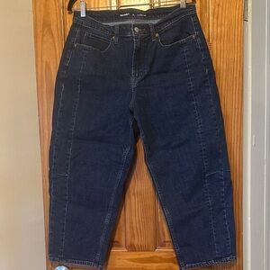 Old Navy Dark Indigo Women's High Rise Barrel Leg Jeans - 12 Petite